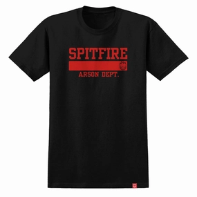 Spitfire Arson Dept. T-Shirt - Black/Red Print Tires Customizable