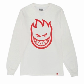 Spitfire Bighead Long Sleeve T-Shirt - Natural/Red Print Entertainment Snacks