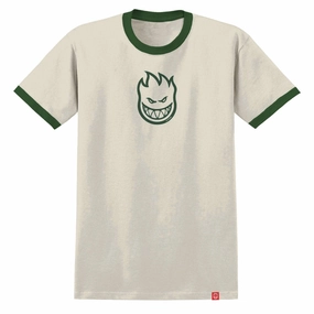 Spitfire Bighead Mid T-Shirt - Natural/Forest Green/Green Print Makeup Removers Footwear & Apparel