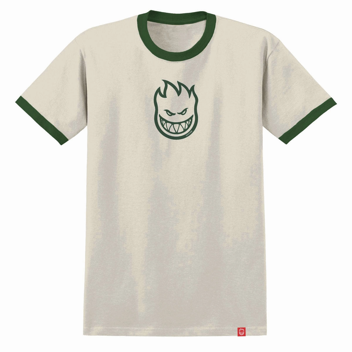 Spitfire Bighead Mid T-Shirt - Natural/Forest Green/Green Print Makeup Removers Footwear & Apparel