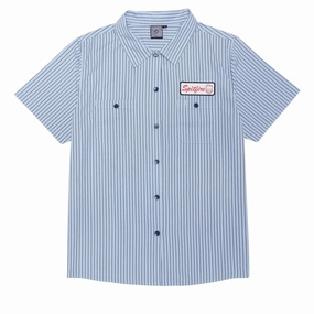 Spitfire Chrome Venom Shirt - Light Blue/Navy Stripe Janitorial Supplies Tops