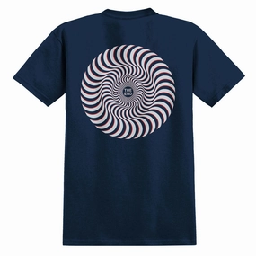 Spitfire Classic Swirl Overlay T-Shirt - True Navy/White/Red Prints Vacation Rentals Sports Apparel