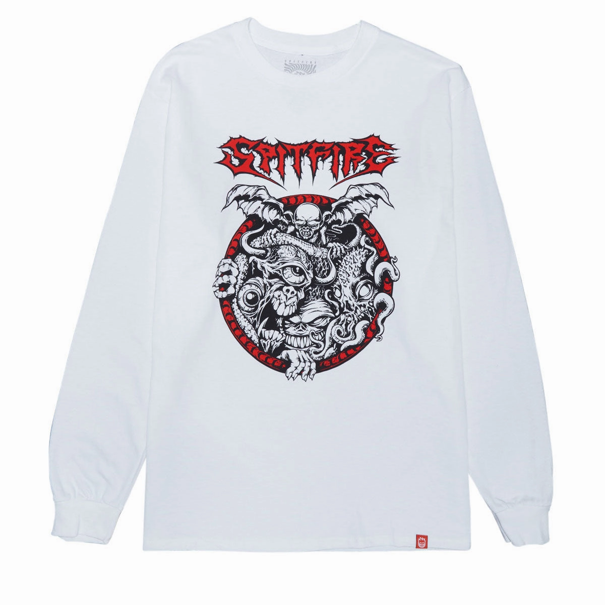 Spitfire Demon Gate Long Sleeve T-Shirt - White/Black/Red Baby Clothes Deodorant