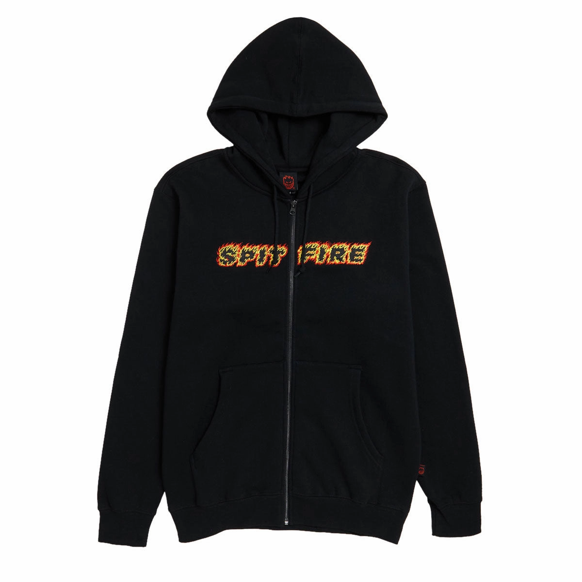 Spitfire Flames Script Zip Up Hoodie - Black Gaming Accessories Concerts