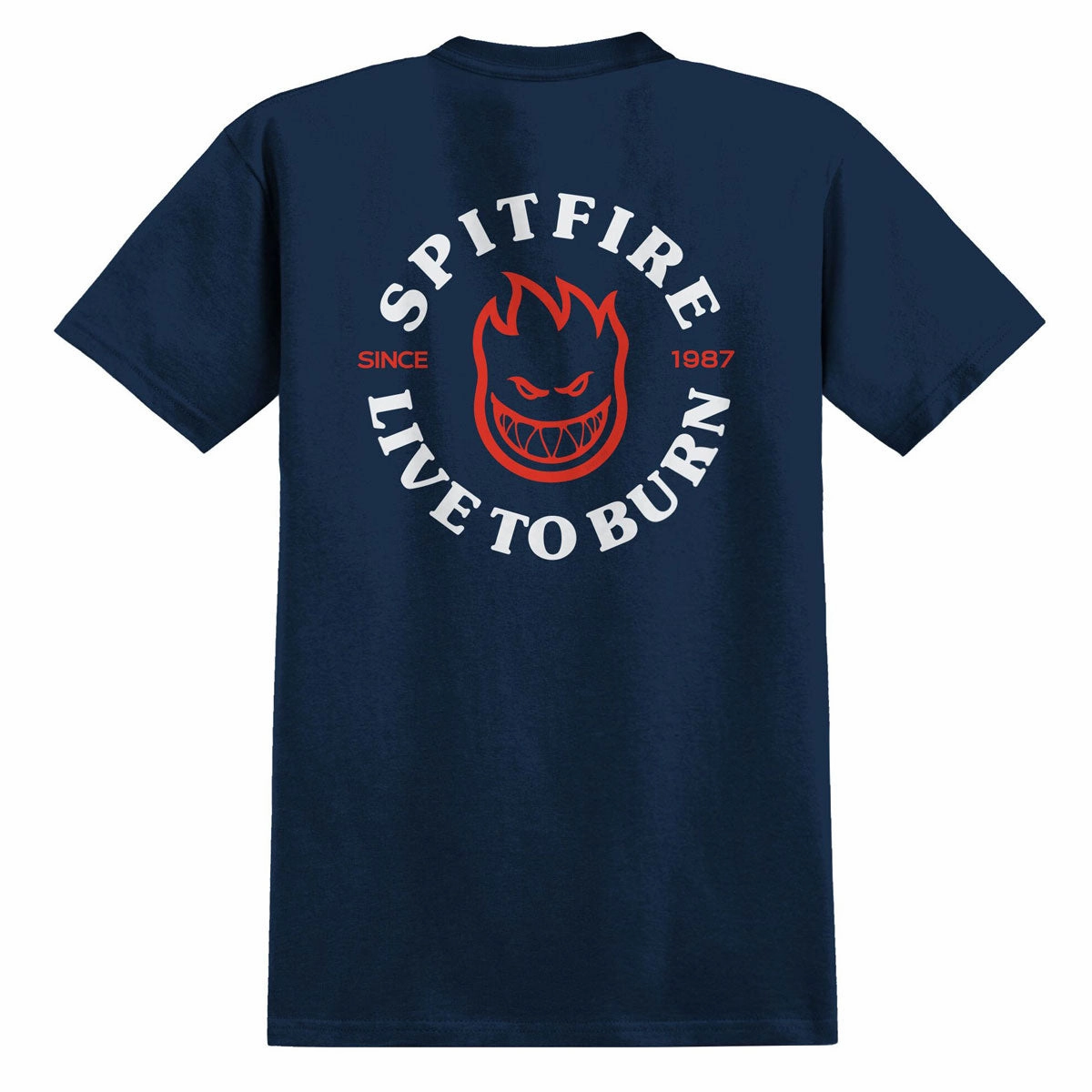 Spitfire Live To Burn Classic T-Shirt - Navy/Red/White Prints Pokmon Vegetarian