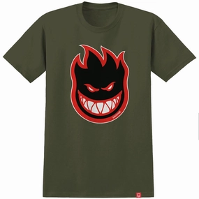 Stationery Spitfire Bighead Fill T-Shirt - Military Green/Black/Red/White Football Cards