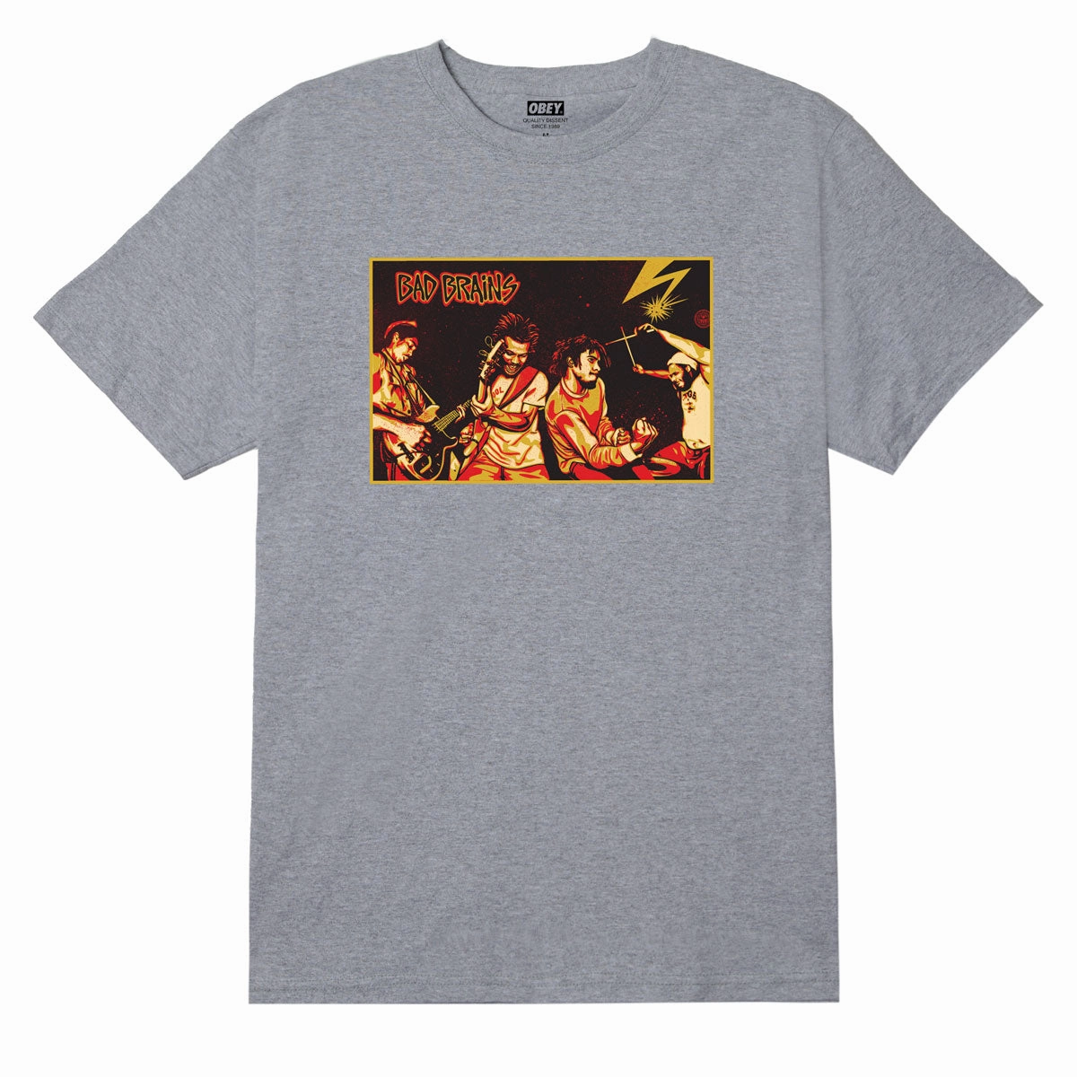 Streetwear Obey x Bad Brains Fearless Vampire Killers T-Shirt - Heather Grey Video Editing