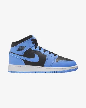 Glossy Finish All-Day Stability NIKE AIR JORDAN1 MID GS UNIVERSITY BLUE BLACK