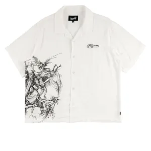 Stylish Outfits Welcome Torment Printed Linen Shirt - White Art