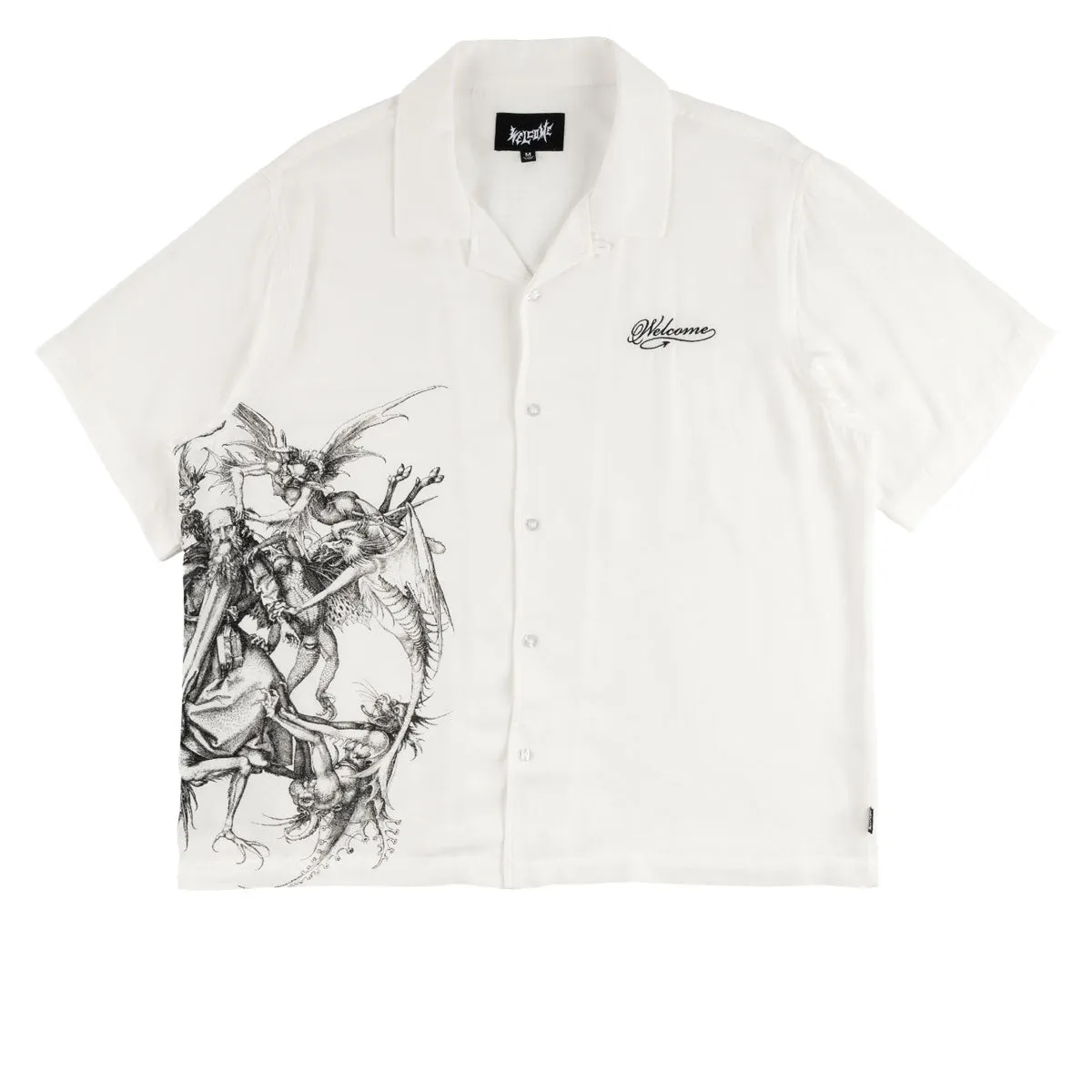 Stylish Outfits Welcome Torment Printed Linen Shirt - White Art