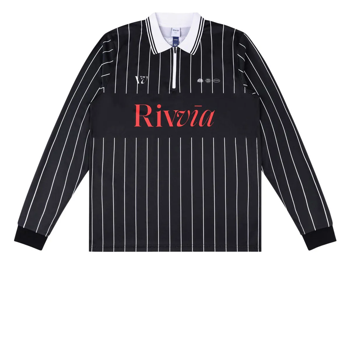 Suede Accessories Rivvia Team VV Long Sleeve Polo Shirt - Black/White Holiday Collection