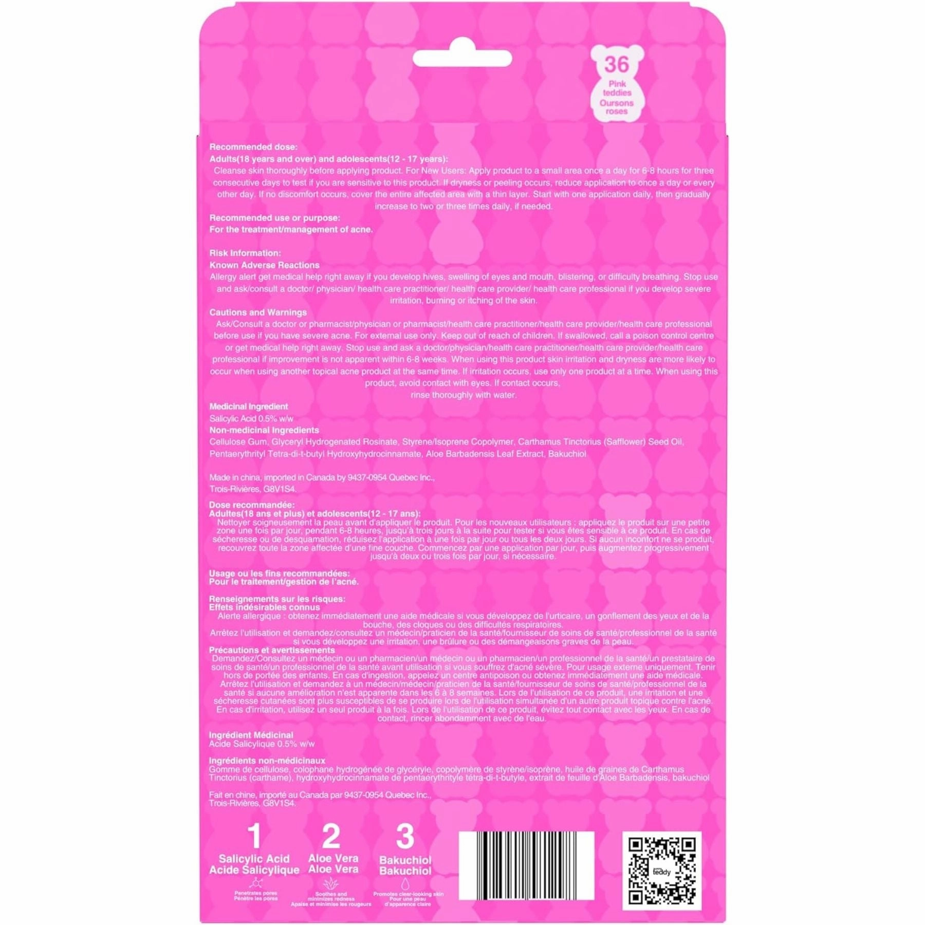 Sunny Teddy Anti Acne Pimple Patches - Pink Teddies 36ct