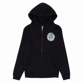 Supplements Santa Cruz Youth Flamed MFG Dot Zip Up Hoodie - Black Antiques