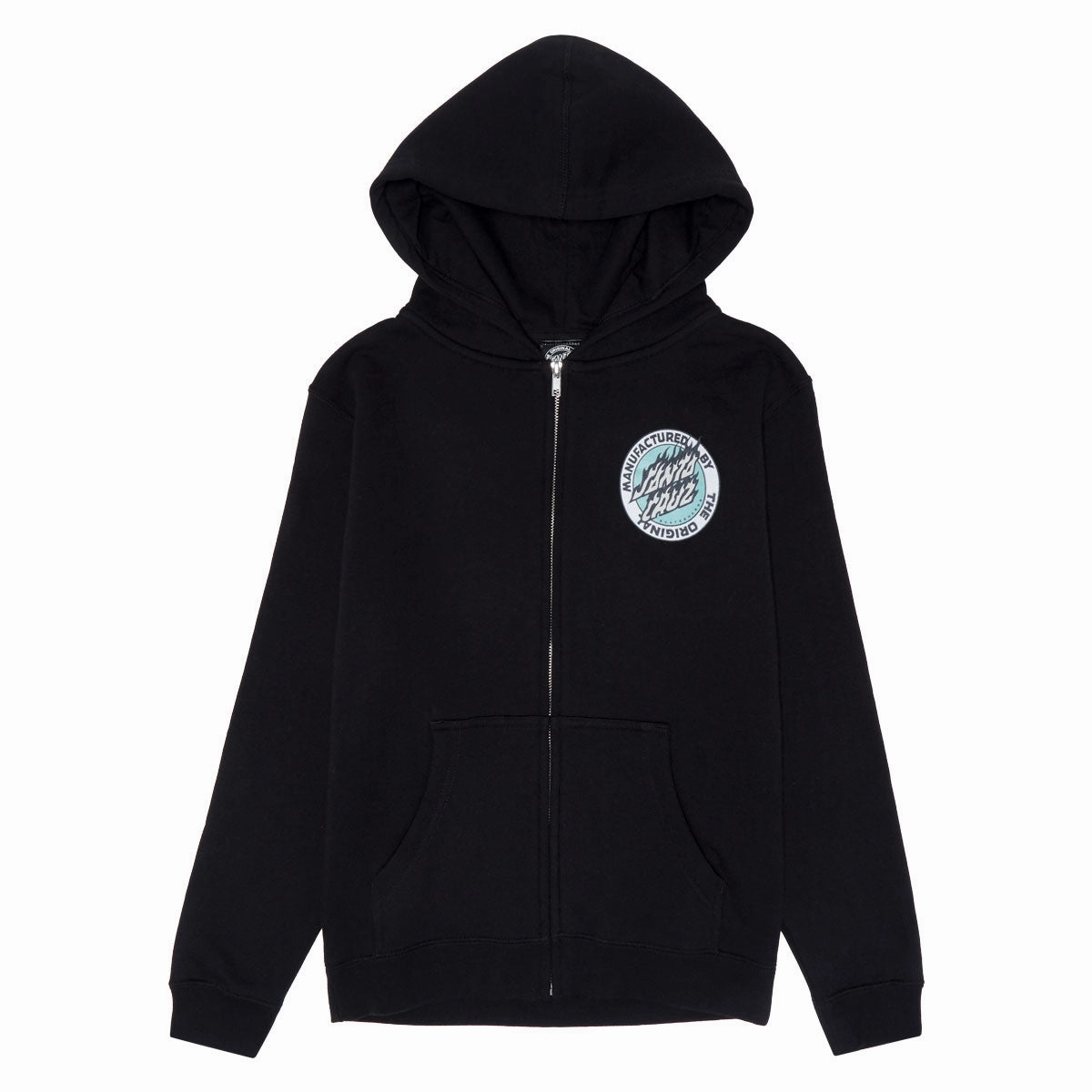 Supplements Santa Cruz Youth Flamed MFG Dot Zip Up Hoodie - Black Antiques