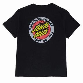 Sustainable Materials Santa Cruz Youth Flamed MFG Dot T-Shirt - Black Stamps