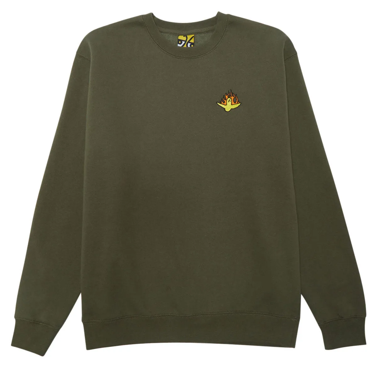 Tape Krooked Fire Bird Emb Sweatshirt - Army/Yellow/Orange/Black Embroidery Lawn Mowers