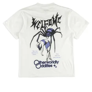 Tape Welcome Widow T-Shirt - White/Purple Shipping Supplies