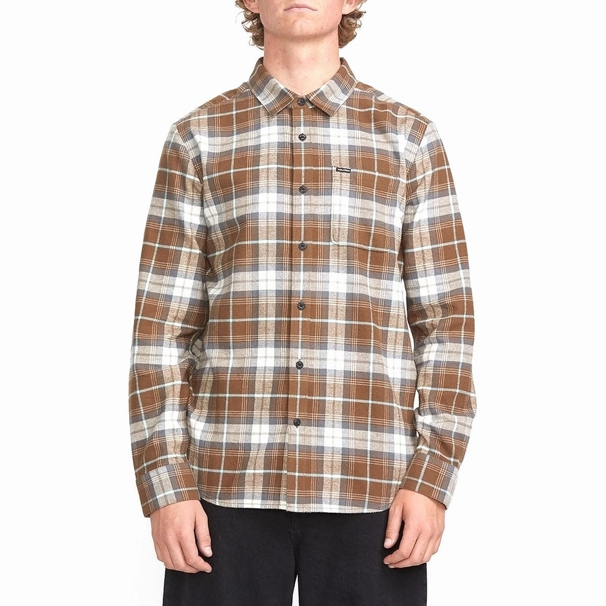 Tech Accessories Volcom Caden Plaid Long Sleeve Shirt - Dark Earth Uniforms