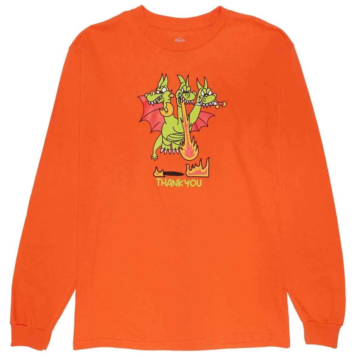 Thank You 3 Monsters Long Sleeve T-Shirt - Orange Boxes Cotton Clothing