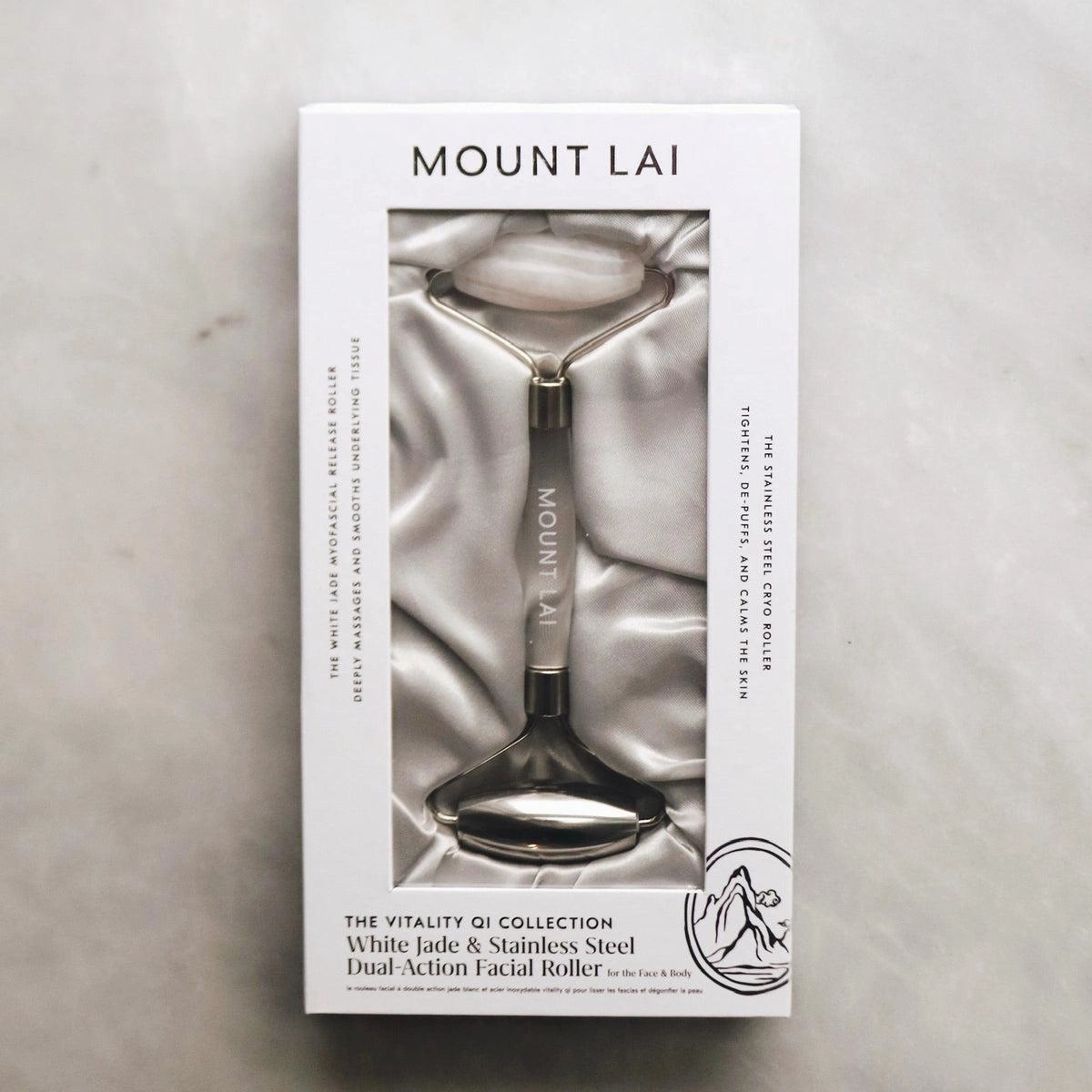 The Vitality Qi White Jade & Stainless Steel Dual Action Facial Roller