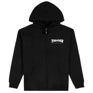 Thrasher Logo Zip Up Hoodie - Black Ebooks Industrial Clothing
