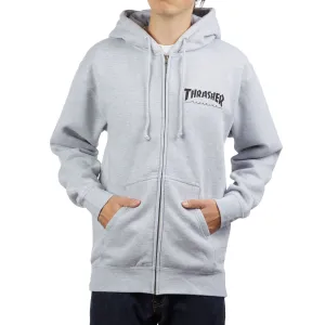 Thrasher Logo Zip Up Hoodie - Grey Free Shipping Gym Wear