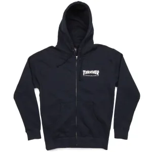 Thrasher Logo Zip Up Hoodie - Navy Audiobooks Health & Wellness