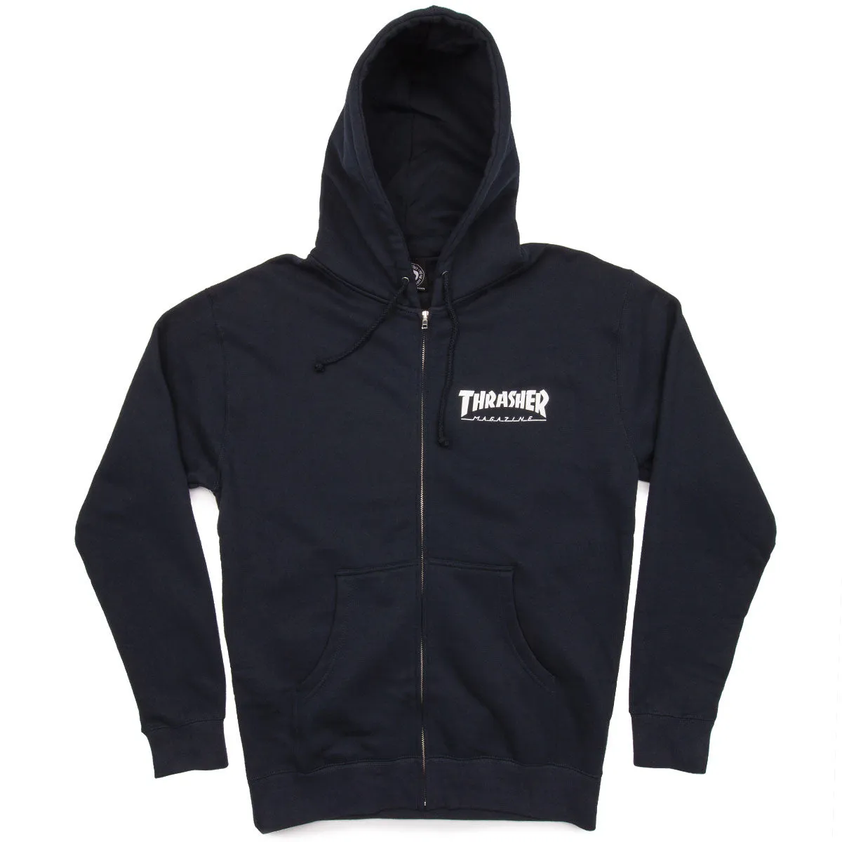 Thrasher Logo Zip Up Hoodie - Navy Audiobooks Health & Wellness