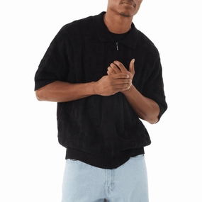 Trading Cards HUF Monogram Jacquard Zip Sweater - Black Business & Industrial