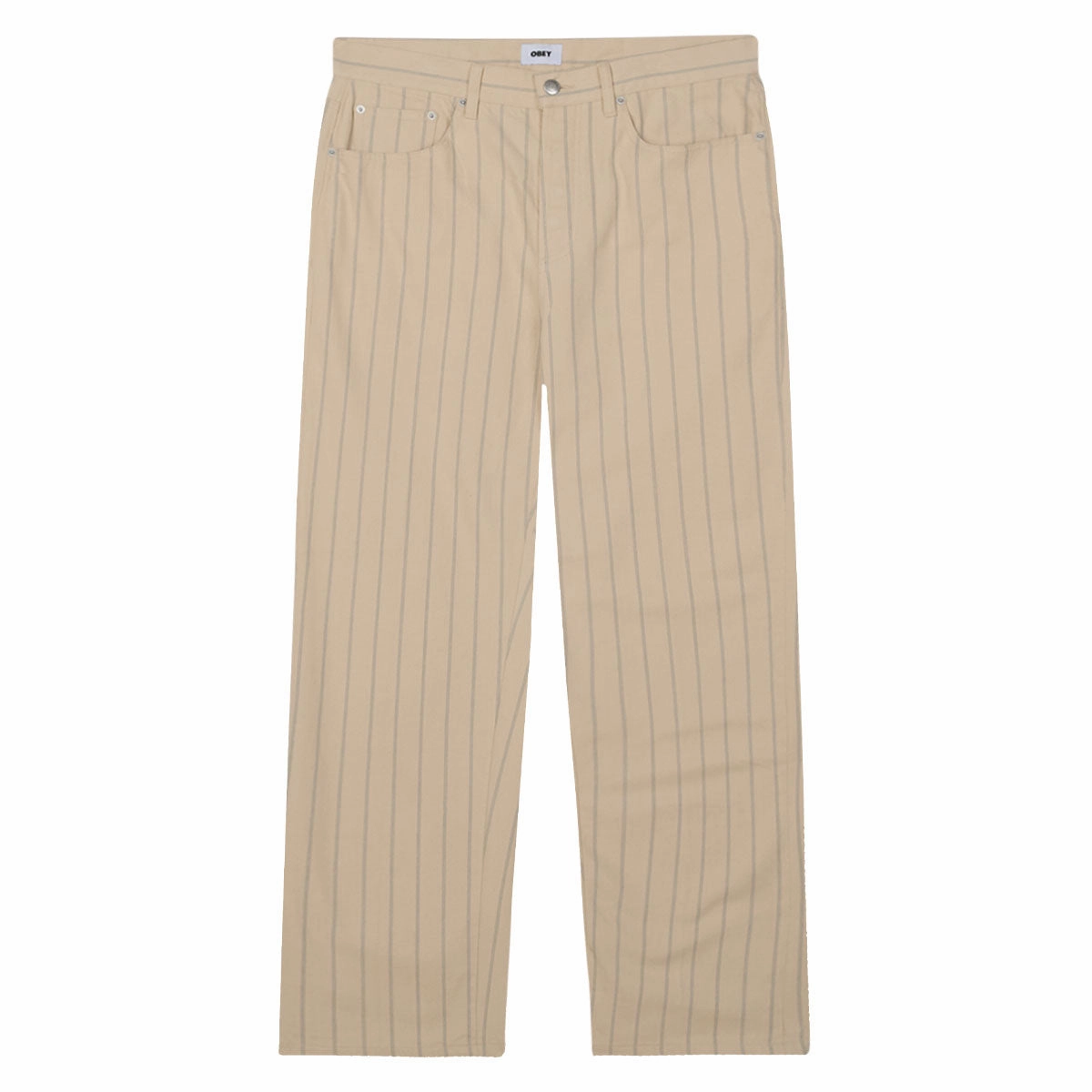 Training Gear Obey Classic Baggy Stripe Denim Jeans - Pelican Multi Labels