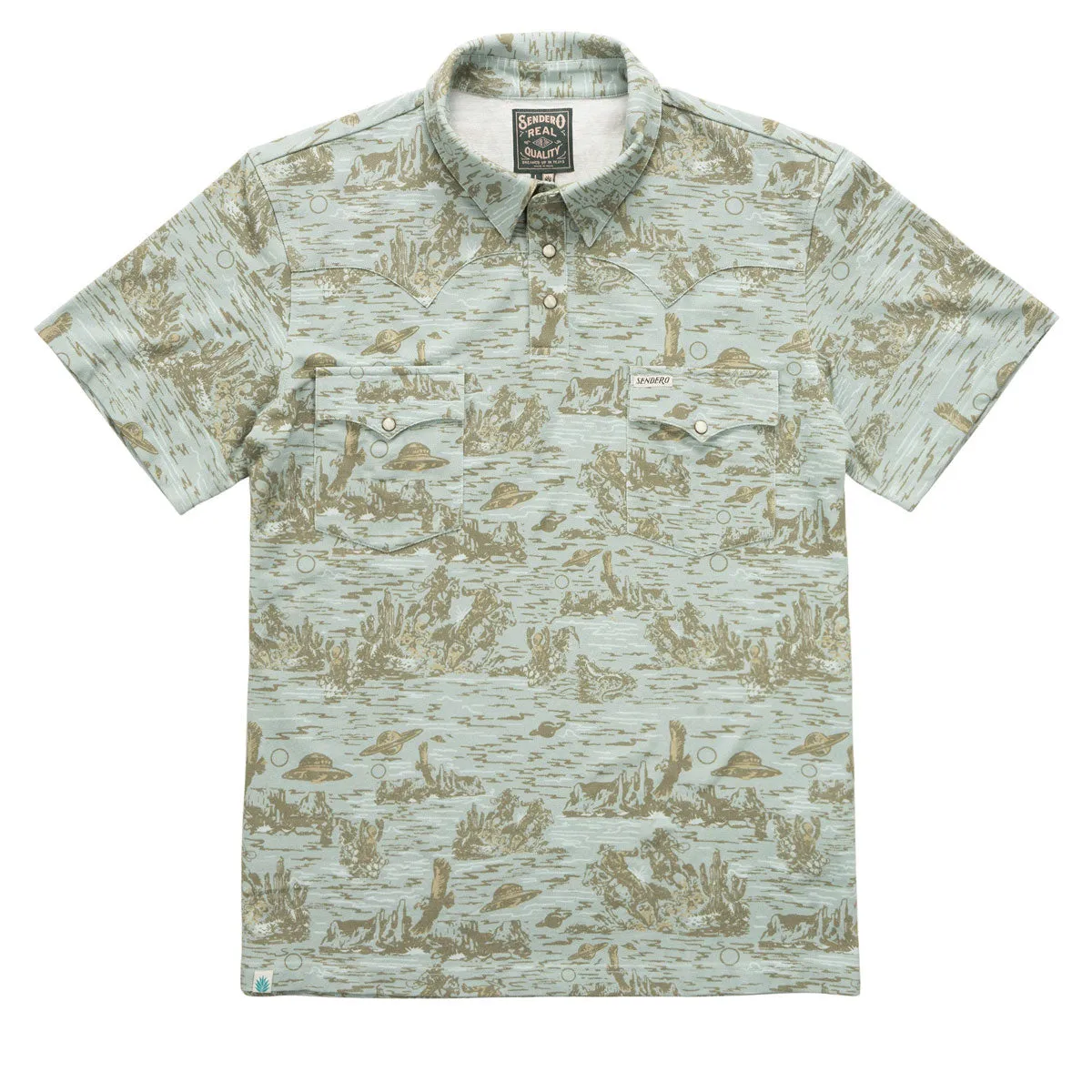 Travel Guides Sendero Cantina Polo Shirt - Desert Abduction Print Lightweight Gear