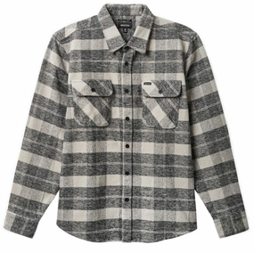 Travel Brixton Bowery Heavyweight Long Sleeve Flannel Shirt - Black/Charcoal All-Gender Fashion