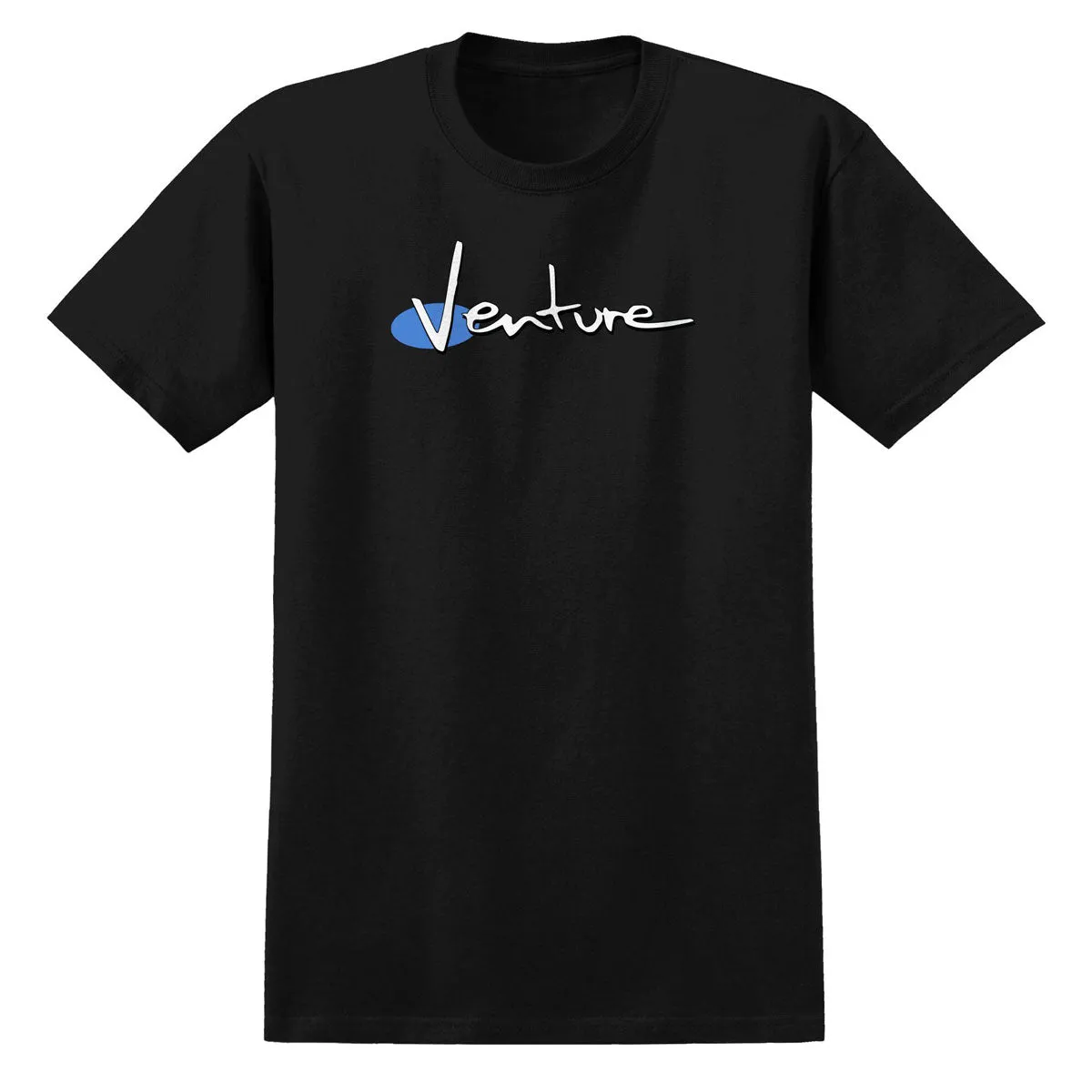 Venture 90s T-Shirt - Black/White/Blue/Black Print Board Games Toothpaste