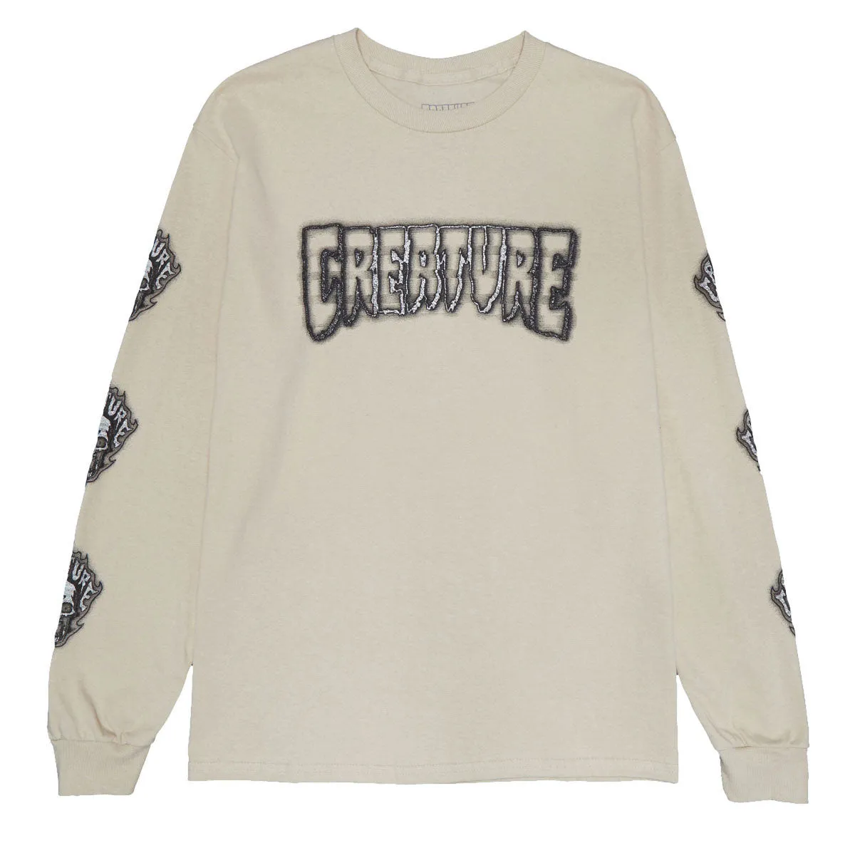 Video Editing Creature Bonehead Glitch Long Sleeve T-Shirt - Sand Vinyl Records