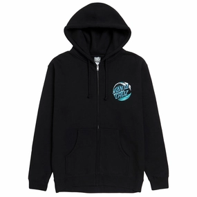 Vintage-Inspired Santa Cruz Wave Dot Zip Hoodie - Black/Teal Decorations