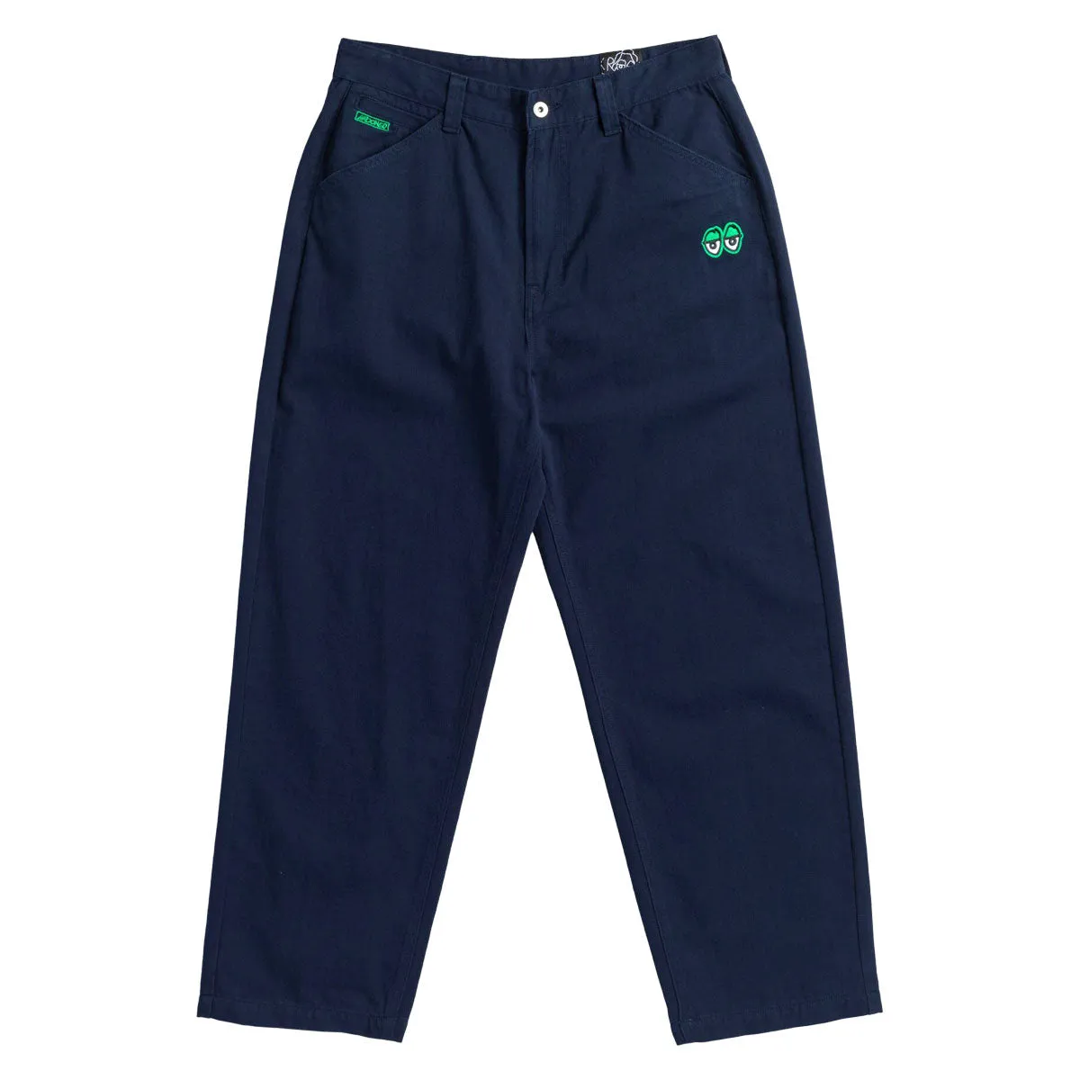 Vinyl Records Krooked Eyes Twill Pants - Navy/Green Tape