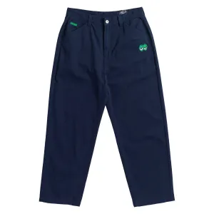 Vinyl Records Krooked Eyes Twill Pants - Navy/Green Tape