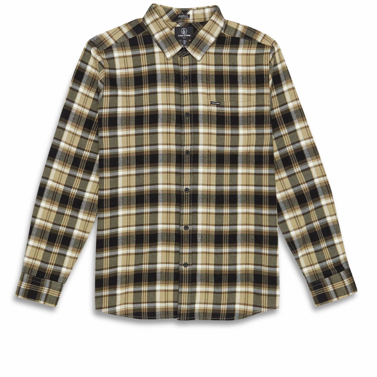 Volcom Caden Plaid Long Sleeve Shirt - Khaki Formal Wear Pet Beds