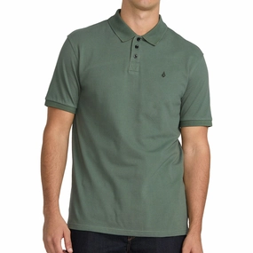 Volcom Sitestone Polo Shirt - Light Olive Stamps Wool Garments