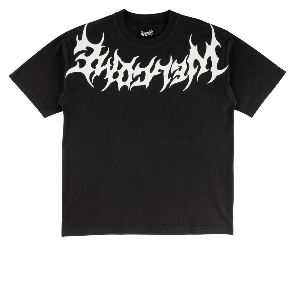 Welcome Collar Garment Dyed T-Shirt - Black Posters Rompers