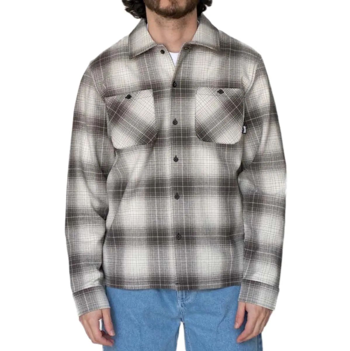 Welcome Fang Woven Plaid Long Sleeve Shirt - Black Women's Grooming Formal Wear