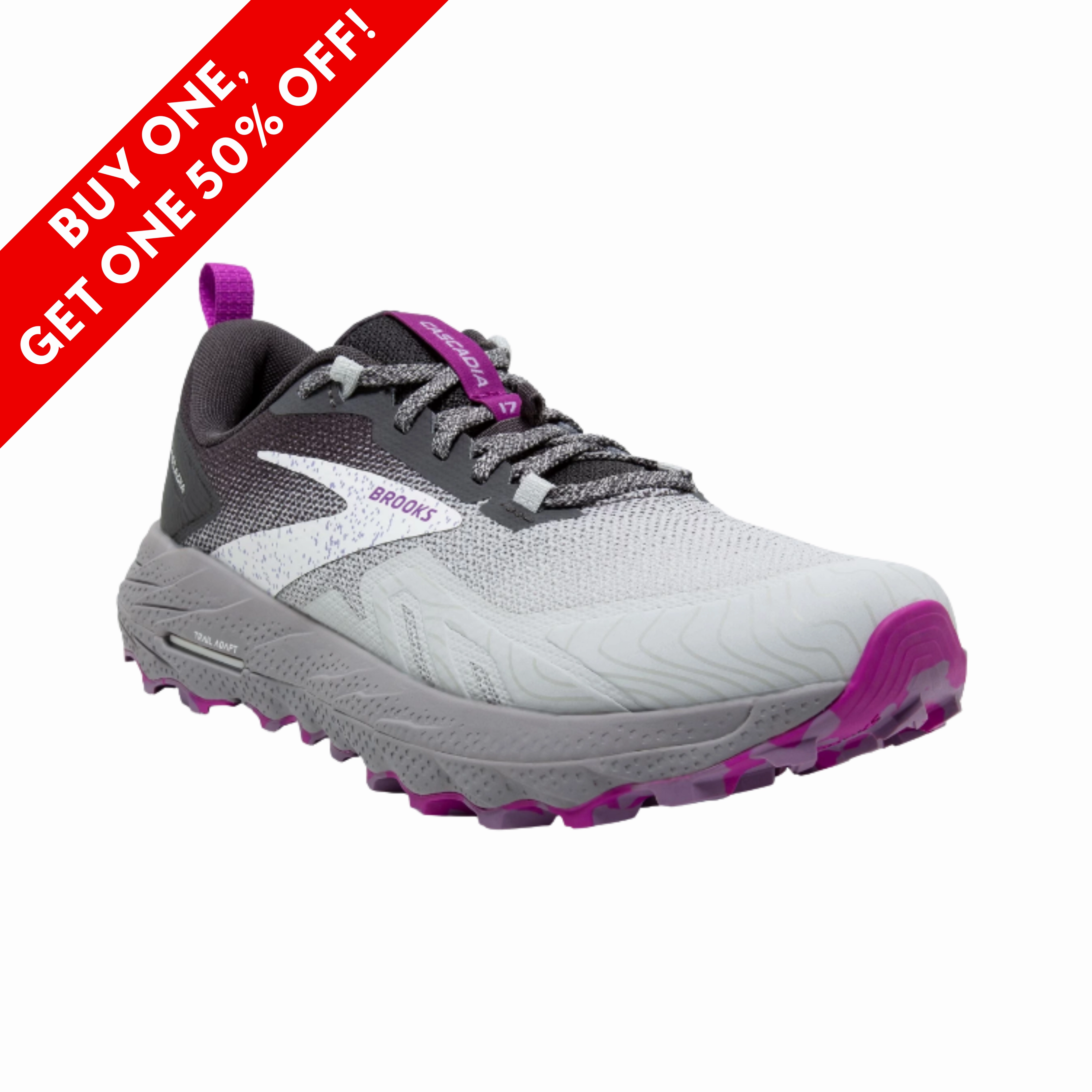 Womens Cascadia 17  Oyster/Blackened Pearl/Purple (B Width)