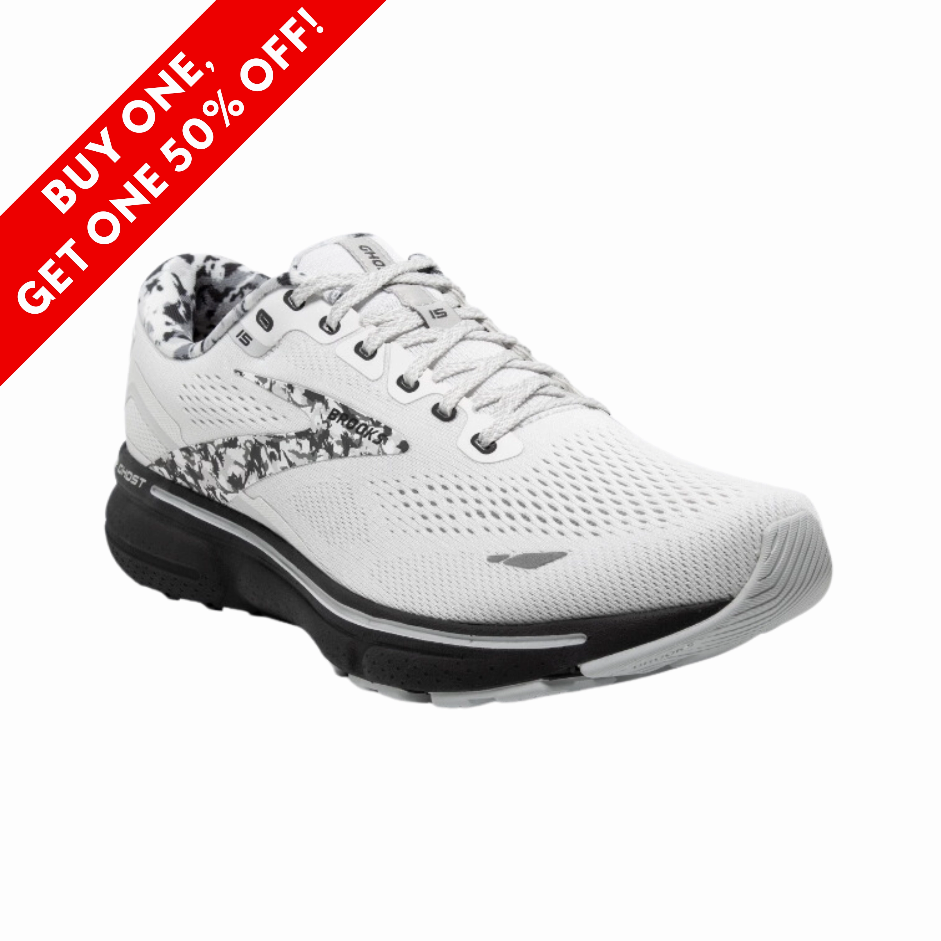 Womens Ghost 15  White/Ebony/Oyster (B Width)