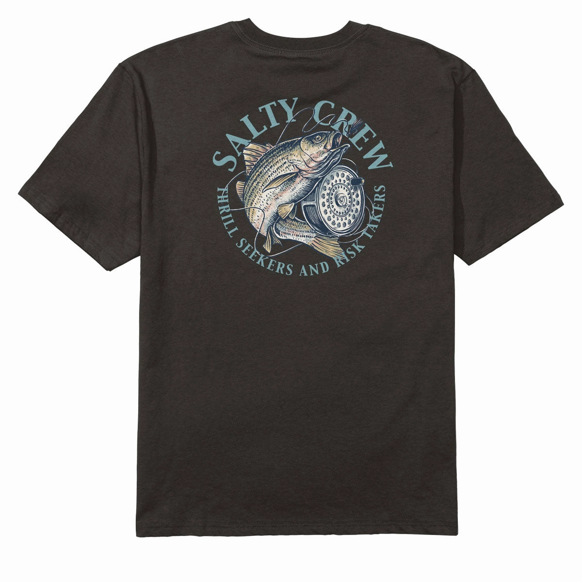 Workwear Salty Crew Reel Fly Classic T-Shirt - Black Comfortable Essentials