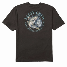 Workwear Salty Crew Reel Fly Classic T-Shirt - Black Comfortable Essentials