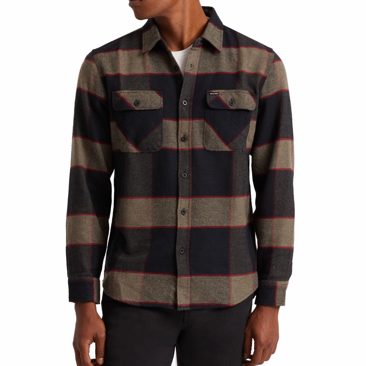 Year-Round Basics Brixton Bowery Long Sleeve Shirt - Heather Grey/Charcoal Printed Apparel