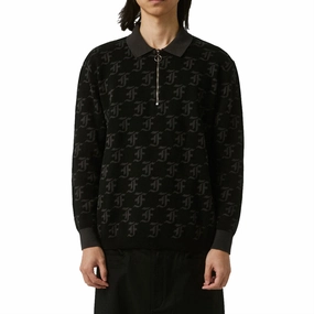 Yoga Wear Former Synoptic Long Sleeve Polo Shirt - Black Festivals