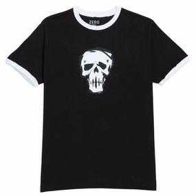Zero DTL Skull Ringer T-Shirt - Black Apps Travel Guides