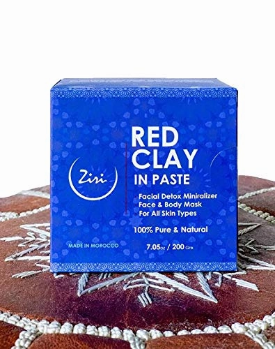 Ziri Skincare Red Clay Mask 7.05 oz Moroccan Red Clay Facial Detox Mask